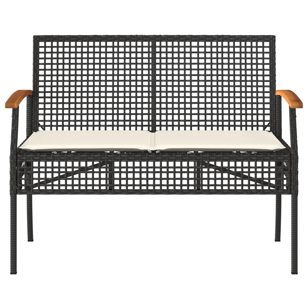 4 Piece Garden Lounge Set with Cushions Black Poly Rattan