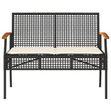 4 Piece Garden Lounge Set with Cushions Black Poly Rattan