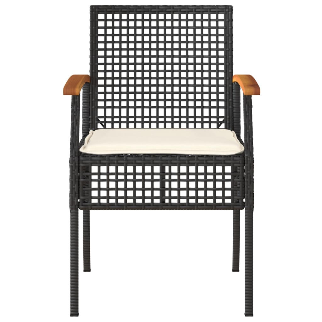 4 Piece Garden Lounge Set with Cushions Black Poly Rattan