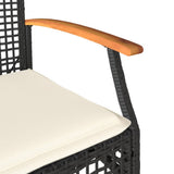 4 Piece Garden Lounge Set with Cushions Black Poly Rattan