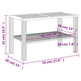 Garden Table Black 70x38x42 cm Poly Rattan Acacia Wood - Low Angle