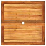Garden Table Black 80x80x75 cm Poly Rattan Acacia Wood