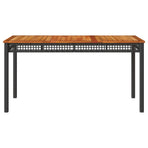 Garden Table Black 140x80x75 cm Poly Rattan Acacia Wood
