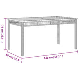 Garden Table Black 140x80x75 cm Poly Rattan Acacia Wood - Low Angle