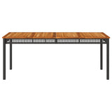 Garden Table Black 180x90x75 cm Poly Rattan Acacia Wood