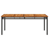 Garden Table Black 180x90x75 cm Poly Rattan Acacia Wood - Top-Down View