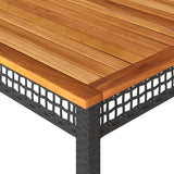 Garden Table Black 180x90x75 cm Poly Rattan Acacia Wood - Close-Up Angle