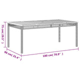 Garden Table Black 180x90x75 cm Poly Rattan Acacia Wood