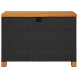 Garden Storage Box Black 80x40x48 cm Poly Rattan Acacia Wood
