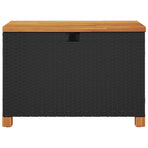 Garden Storage Box Black 80x40x48 cm Poly Rattan Acacia Wood