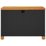 Garden Storage Box Black 80x40x48 cm Poly Rattan Acacia Wood - Top-Down View