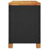 Garden Storage Box Black 80x40x48 cm Poly Rattan Acacia Wood - 45-Degree Angle