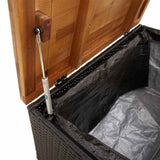 Garden Storage Box Black 80x40x48 cm Poly Rattan Acacia Wood - Low Angle