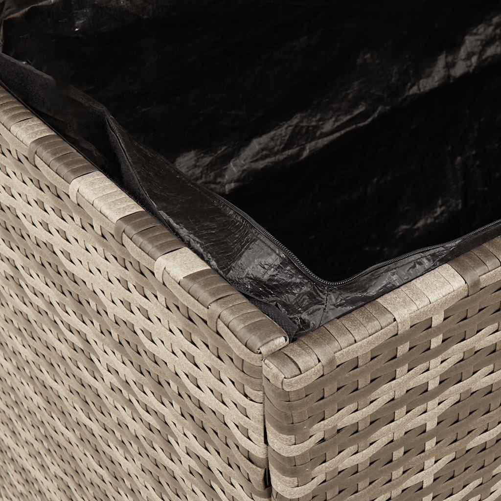 Garden Storage Box Black 80x40x48 cm Poly Rattan Acacia Wood