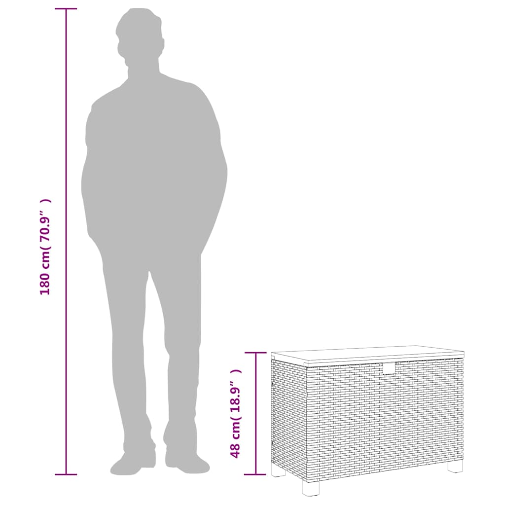 Garden Storage Box Black 80x40x48 cm Poly Rattan Acacia Wood