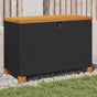 Garden Storage Box Black 80x40x48 cm Poly Rattan Acacia Wood
