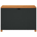 Garden Storage Box Black 110x55x63 cm Poly Rattan Acacia Wood