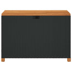 Garden Storage Box Black 110x55x63 cm Poly Rattan Acacia Wood