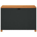 Garden Storage Box Black 110x55x63 cm Poly Rattan Acacia Wood - Top-Down View