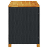 Garden Storage Box Black 110x55x63 cm Poly Rattan Acacia Wood