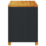 Garden Storage Box Black 110x55x63 cm Poly Rattan Acacia Wood - 45-Degree Angle