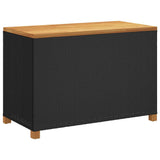Garden Storage Box Black 110x55x63 cm Poly Rattan Acacia Wood - Rear View