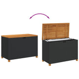 Garden Storage Box Black 110x55x63 cm Poly Rattan Acacia Wood