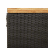 Garden Storage Box Black 110x55x63 cm Poly Rattan Acacia Wood - Extra Image