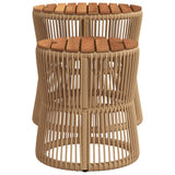 Garden Side Tables 2 pcs with Wooden Top Beige Poly Rattan - 45-Degree Angle