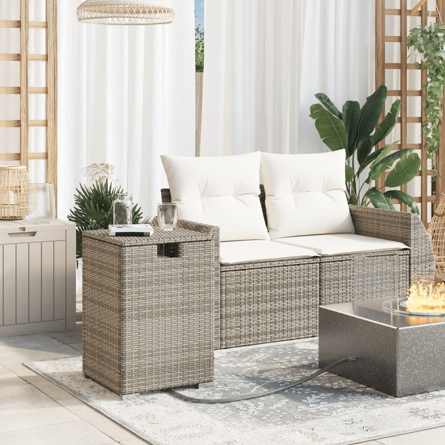 Propane Tank Cover Table Grey 40x40x60 cm Poly Rattan