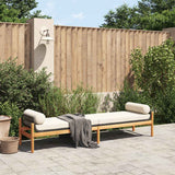 Garden Bench with Cushion Black Poly Rattan Acacia - Side View