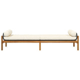 Garden Bench with Cushion Black Poly Rattan Acacia - Top-Down View