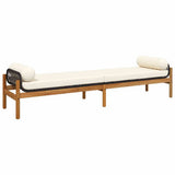 Garden Bench with Cushion Black Poly Rattan Acacia