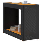 Garden Side Table with Wooden Top Black 100x40x75cm Poly Rattan
