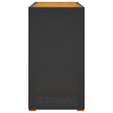 Garden Side Table with Wooden Top Black 100x40x75 cm Poly Rattan
