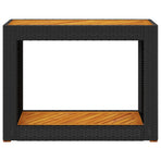 Garden Side Table with Wooden Top Black 100x40x75cm Poly Rattan