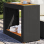 Garden Side Table with Wooden Top Black 100x40x75cm Poly Rattan