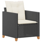 Garden Chair with Cushions Black Poly Rattan