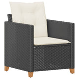 Garden Chair with Cushions Black Poly Rattan - Front View