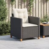 Garden Chair with Cushions Black Poly Rattan - Side View