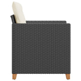 Garden Chair with Cushions Black Poly Rattan - 45-Degree Angle