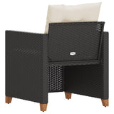 Garden Chair with Cushions Black Poly Rattan - Rear View