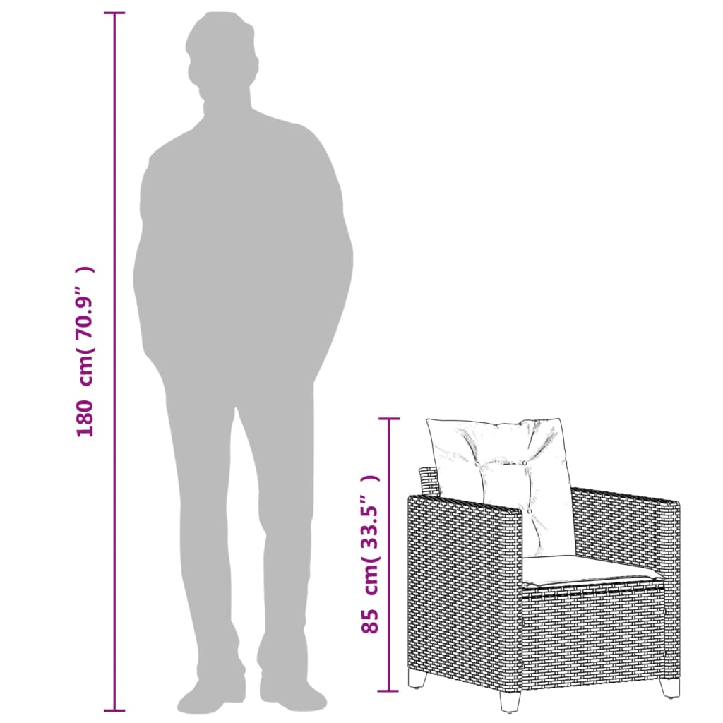 Garden Chair with Cushions Black Poly Rattan