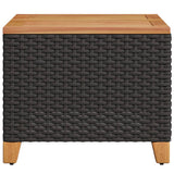 Garden Table Black 45x45x37 cm Poly Rattan Acacia Wood