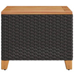 Garden Table Black 45x45x37 cm Poly Rattan Acacia Wood