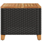 Garden Table Black 45x45x37 cm Poly Rattan Acacia Wood