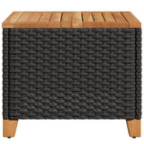 Garden Table Black 45x45x37 cm Poly Rattan Acacia Wood - Rear View