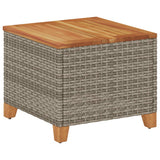 Garden Table Grey 45x45x37 cm Poly Rattan Acacia Wood - Front View