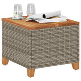 Garden Table Grey 45x45x37 cm Poly Rattan Acacia Wood - Top-Down View