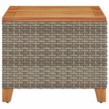 Garden Table Grey 45x45x37 cm Poly Rattan Acacia Wood - 45-Degree Angle